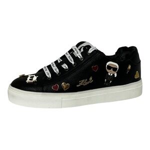 Karl Lagerfeld Paris Cate‎ Pins Black Leather Sneakers US 9 EU 40